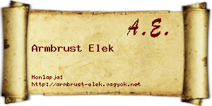 Armbrust Elek névjegykártya